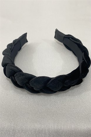 Siyah Örgülü Kadife Taç