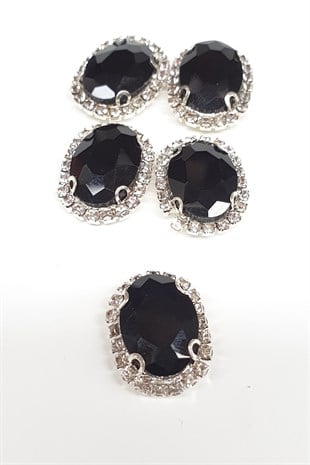 Siyah Oval Kasalı Dikme Taş