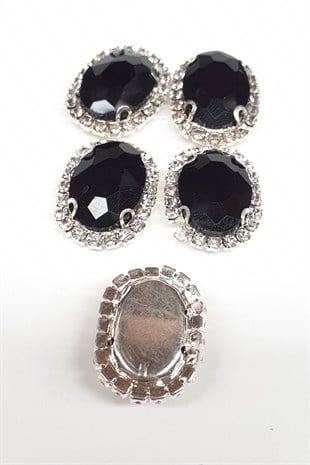 Siyah Oval Kasalı Dikme Taş