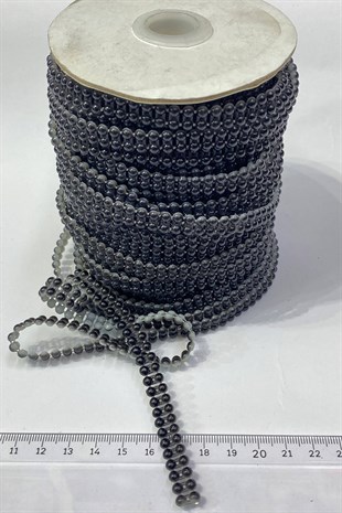 Siyah Plastik Çift Sıralı Şerit Yarım İnci 4 mm 10 mt
