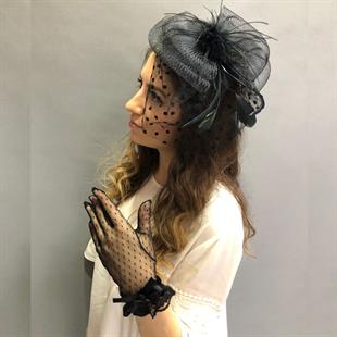 الجملة الأسود رقصة البولكا نقطة قبعة الزفاف Vualet