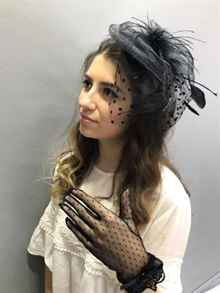 الجملة الأسود رقصة البولكا نقطة قبعة الزفاف Vualet