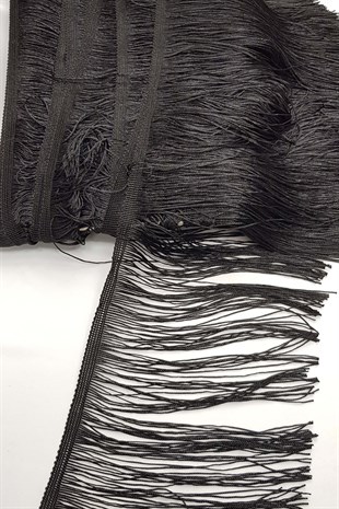 Siyah Saçak Şerit Püskül 20 cm ( 1 mt )