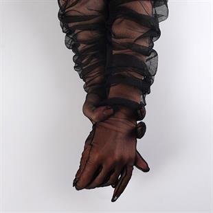 الجملة أسود عادي الكوع عادي طول قفازات الزفاف