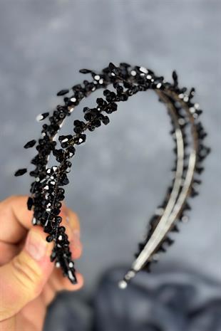 Black Saree Model Double Row Bridal Henna Crown Hair Accessory