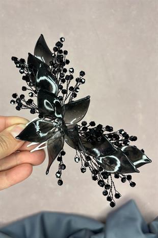 Siyah Sedefli Özün Taraklı Gelin Saç Aksesuarı