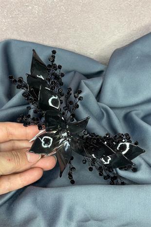 Siyah Sedefli Özün Taraklı Gelin Saç Aksesuarı