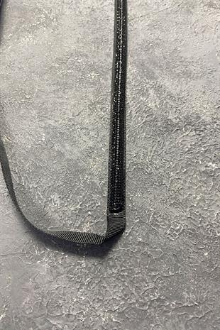 حزام فستان سهرة بحجر لامع أسود كثيف