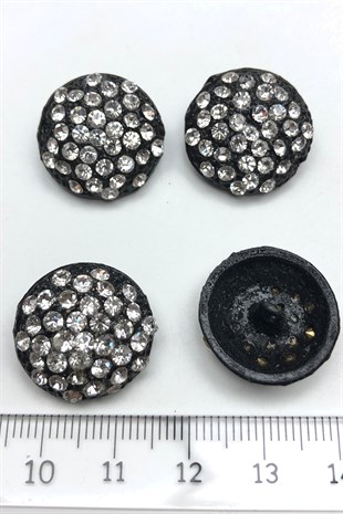 زر فستان سهرة معدني أسود ضيق من الحجر