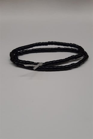 Siyah Silindir Parlak Boncuk