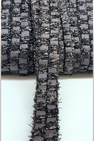 Siyah Simli Deri Şerit 2Cm