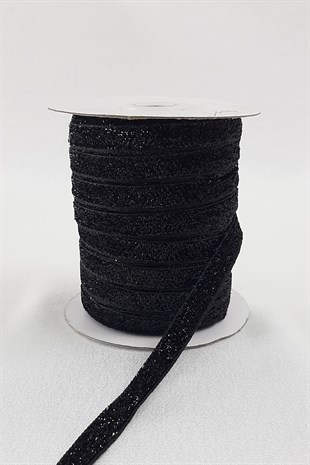 Black Glittery Velvet Ribbon 1 cm