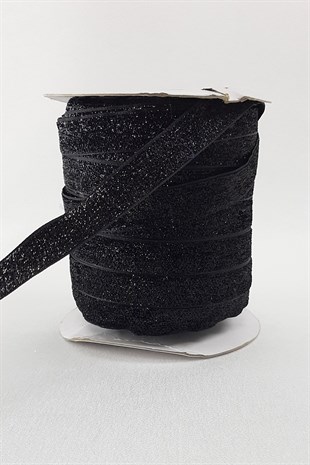 Black Glittery Velvet Ribbon 2 cm