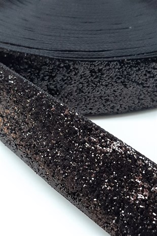 Black Glittery Velvet Ribbon 2.5 Cm