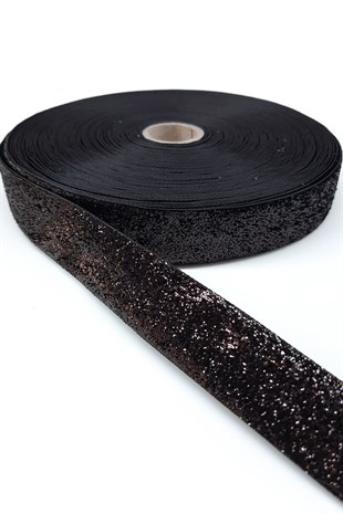 Black Glittery Velvet Ribbon 2.5 Cm