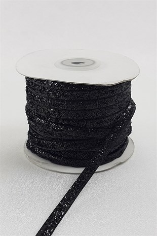 Black Glittery Velvet Ribbon 6 mm