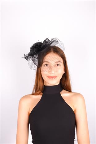 الجملة الأسود الفوال الأسود قبعة الزفاف Ade ملحقات الزفاف