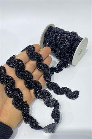 Black Waterway Pattern Iron-on Strip Applique