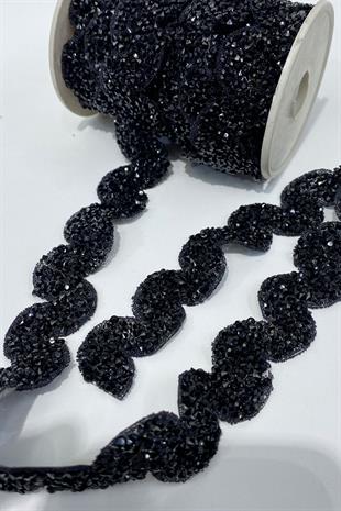 Black Waterway Pattern Iron-on Strip Applique