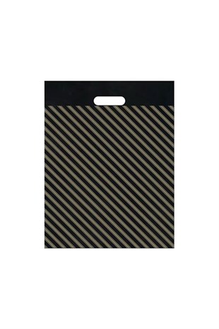 Siyah Takviyeli Mağaza Poşeti Çizgili No: 2 26x38 Cm 50 Adet