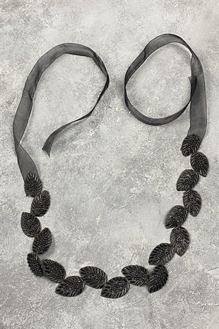 حزام فستان الحجر الأسود وإكسسوار الخصر