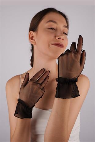 الجملة تول الأسود تكدرت قفازات الزفاف بسيط حزب القفازات