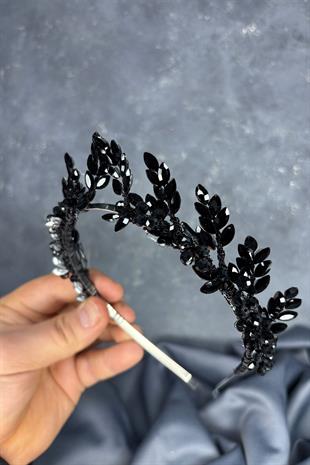 Black Venus Leaf Design Bridal Henna Crown Hair Accessory