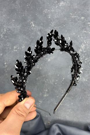 Black Venus Leaf Design Bridal Henna Crown Hair Accessory
