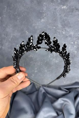 Black Venus Leaf Design Bridal Henna Crown Hair Accessory