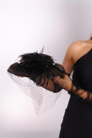 الجملة الأسود قبعة الزفاف Voilet ديفين بيرلد تول الزفاف التبعي