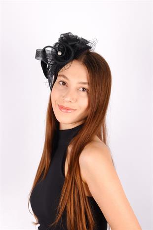 الجملة قبعة الزفاف الفوال الأسود ملحقات الزفاف ديلدا