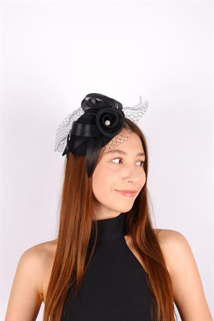 الجملة قبعة الزفاف الفوال الأسود ملحقات الزفاف ديلدا