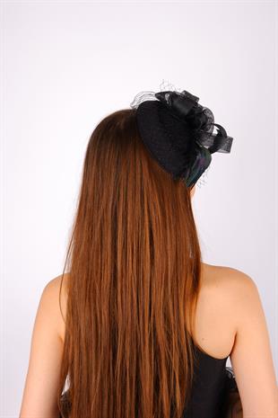 Black Voile Wedding Hat Dilda Bridal Accessory