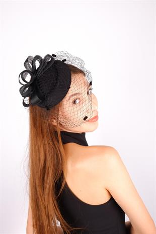 الجملة قبعة الزفاف الفوال الأسود ملحقات الزفاف ديلدا