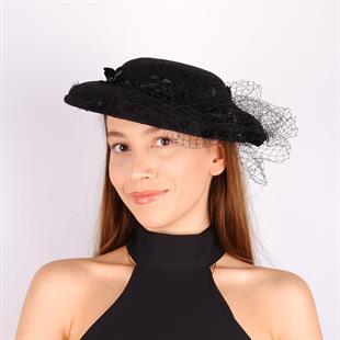 الجملة قبعة الزفاف الفوال الأسود إرنا ملحقات الزفاف تول