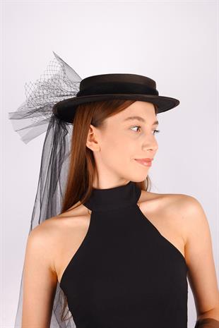 الجملة قبعة الزفاف الفوال الأسود مع هيرا القوس الزفاف التبعي