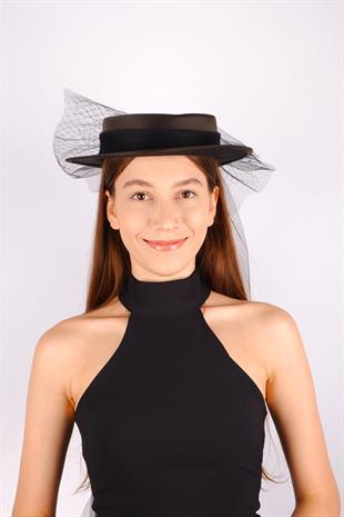 الجملة قبعة الزفاف الفوال الأسود مع هيرا القوس الزفاف التبعي