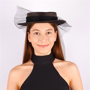 الجملة قبعة الزفاف الفوال الأسود مع هيرا القوس الزفاف التبعي