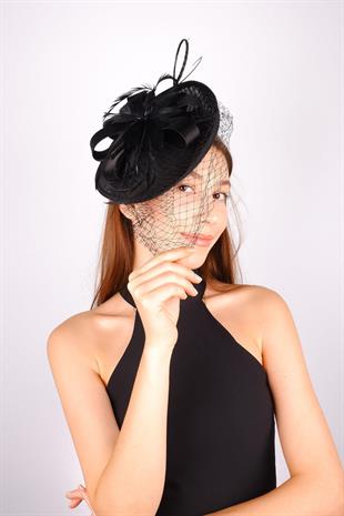 الجملة قبعة الزفاف الفوال الأسود مع الحجر وإكسسوارات الزفاف القوس