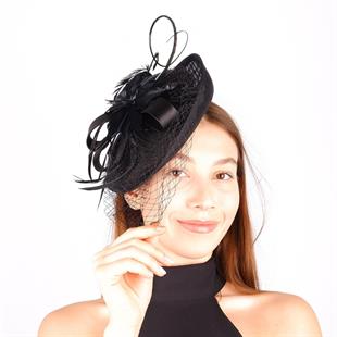 الجملة قبعة الزفاف الفوال الأسود مع الحجر وإكسسوارات الزفاف القوس