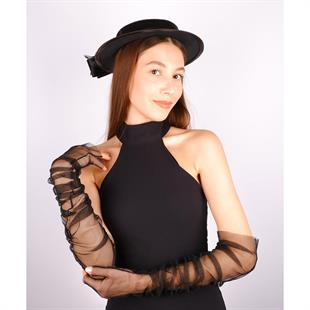 الجملة الأسود قبعة الزفاف Voilet ميلانو تول الزفاف التبعي والقفازات