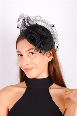 الجملة قبعة الزفاف الفوال الأسود ميلن ملحقات الزفاف تول