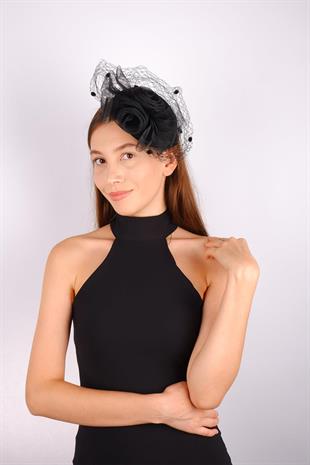 الجملة قبعة الزفاف الفوال الأسود ميلن ملحقات الزفاف تول