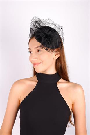 الجملة قبعة الزفاف الفوال الأسود ميلن ملحقات الزفاف تول