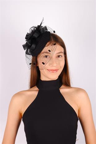 الجملة قبعة الزفاف الفوال الأسود نيكو ملحقات الزفاف تول