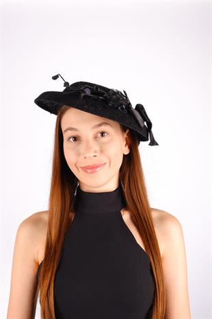 الجملة قبعة الزفاف الفوال الأسود فيرا الرباط الزهور ملحقات الزفاف