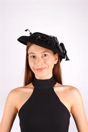Black Voile Wedding Hat Vera Lace Floral Bridal Accessory