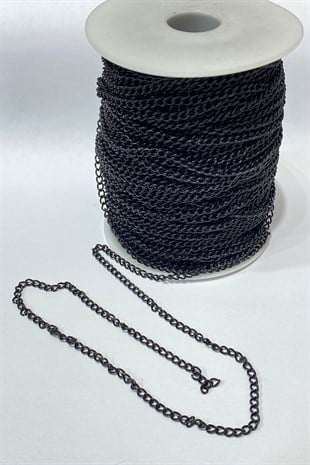 Black Flat Metal Necklace Chain 25 Mt