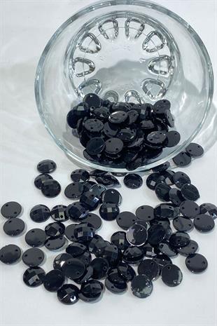 Black Round Sew Plastic Stone Beads 10 Gr