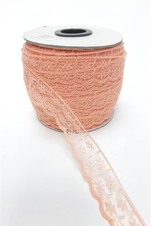 Somon Çiçek Desenli Dantel 10 Metre